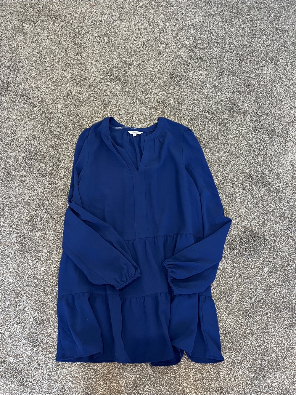 Reitmans Cobalt Blue Long Sleeve Tiered Tunic